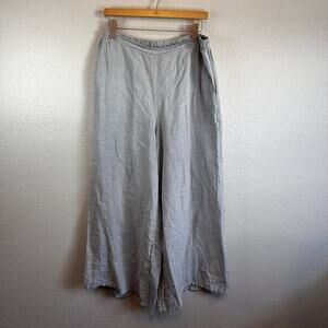 Becasa Womens Linen Wide Leg‎ Pants Size M Gray Beachy Lagenlook Bohemian Travel